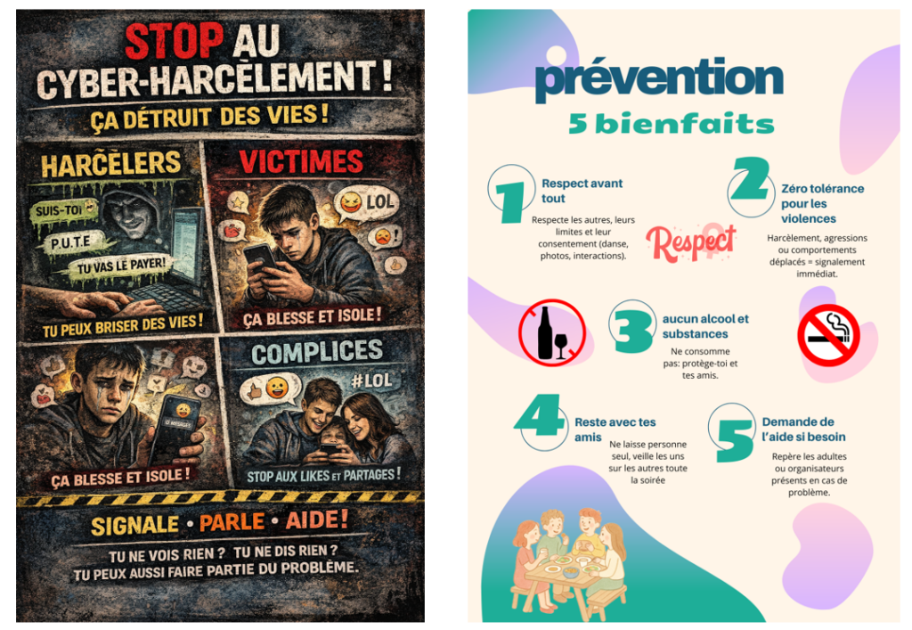 Organisation Bal de Promo 1 2 affiches cyber et prevention